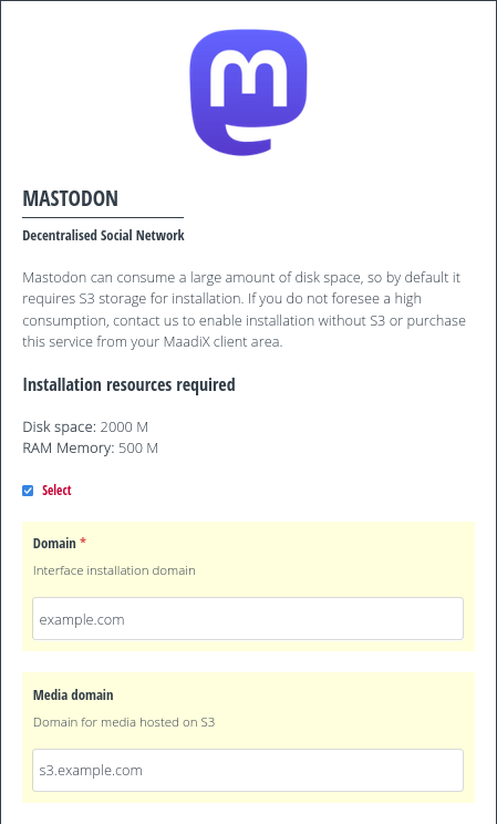 Install Mastodon with S3