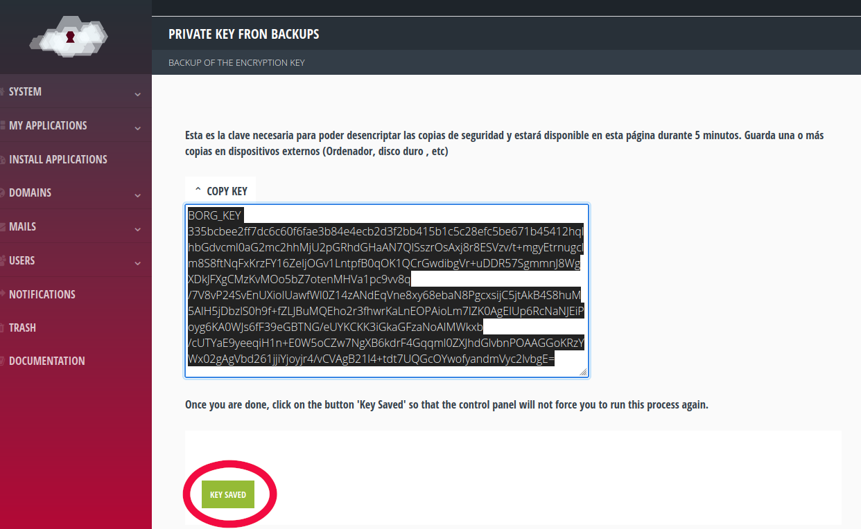 Saved pgp key