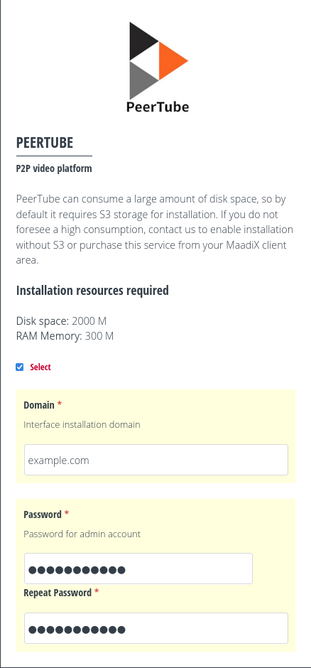 Instalar PeerTube con SSD